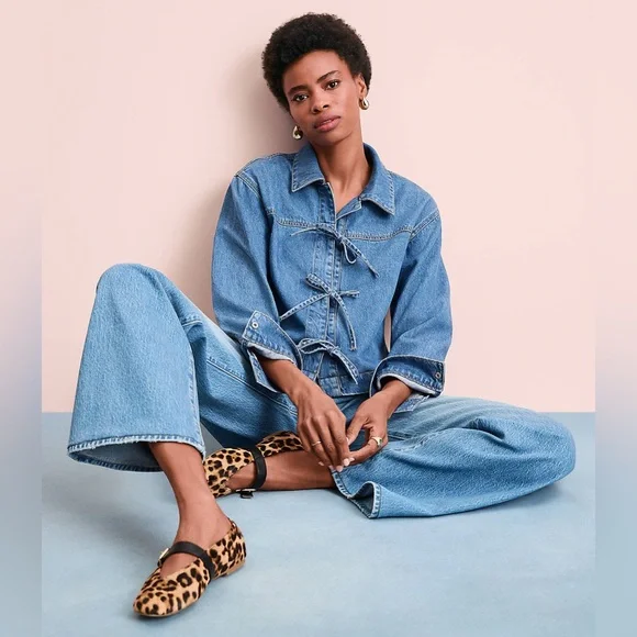 LOFT Denim Bow Top - Picture 4 of 11